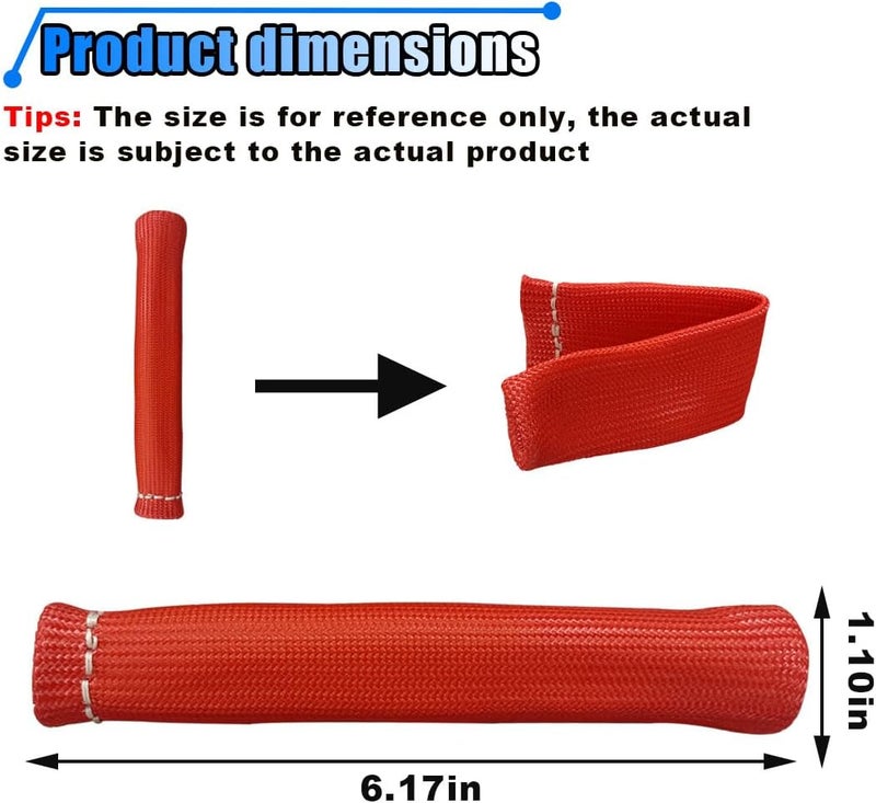 BDZMC 8PCS Spark Plug Wire Heat Shield Sleeve, 1500° Spark Plug Wire Cover Wrap for SBC BBC 350 454, 6 Inch Spark Plug Boot Protector Sleeve, Universal Sleeve Cover Replacement for Most Cars (Red) - Image 2